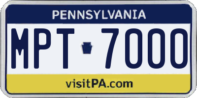PA license plate MPT7000