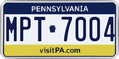 PA license plate MPT7004