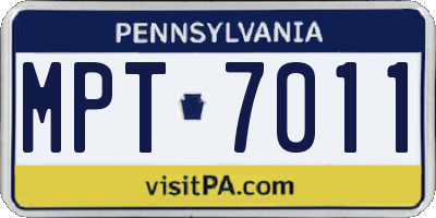 PA license plate MPT7011