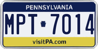 PA license plate MPT7014
