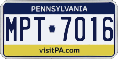 PA license plate MPT7016