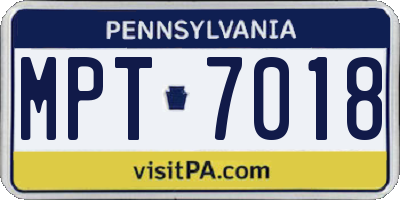 PA license plate MPT7018