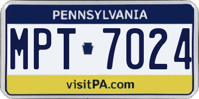 PA license plate MPT7024