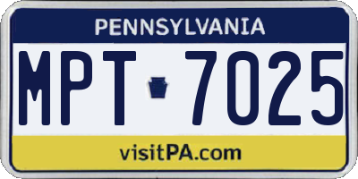 PA license plate MPT7025