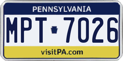 PA license plate MPT7026