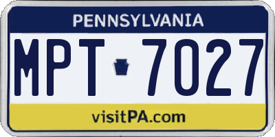 PA license plate MPT7027