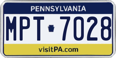PA license plate MPT7028