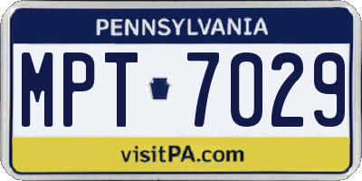 PA license plate MPT7029