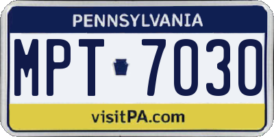 PA license plate MPT7030