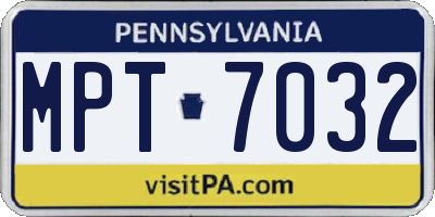 PA license plate MPT7032