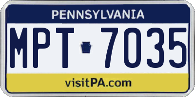 PA license plate MPT7035