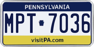 PA license plate MPT7036