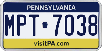 PA license plate MPT7038