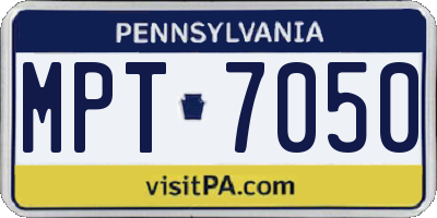 PA license plate MPT7050