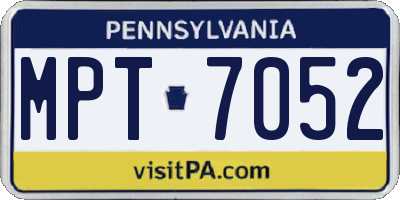 PA license plate MPT7052