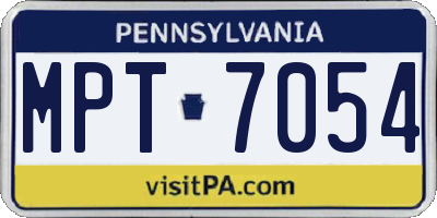 PA license plate MPT7054