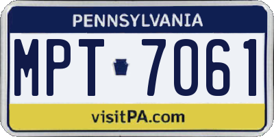 PA license plate MPT7061