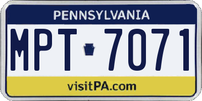 PA license plate MPT7071