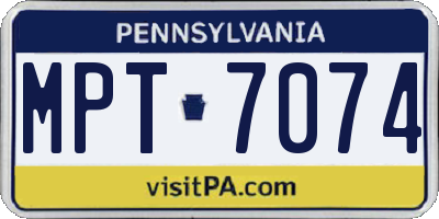 PA license plate MPT7074