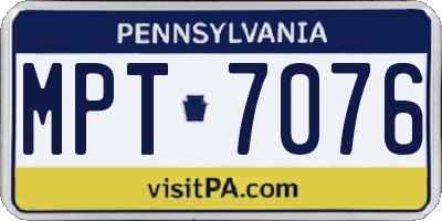 PA license plate MPT7076