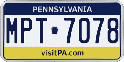 PA license plate MPT7078