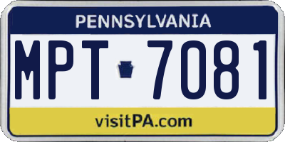 PA license plate MPT7081