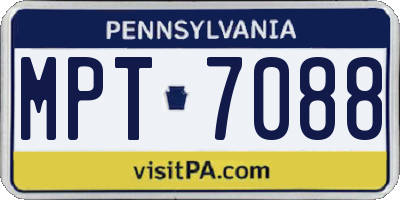 PA license plate MPT7088
