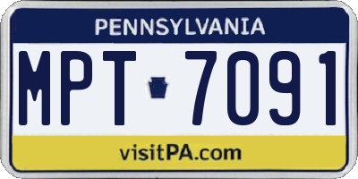 PA license plate MPT7091