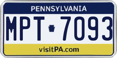 PA license plate MPT7093