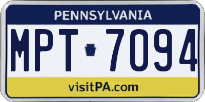 PA license plate MPT7094