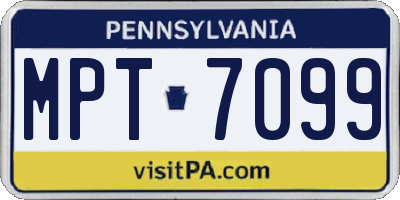 PA license plate MPT7099