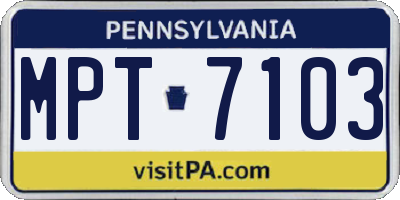 PA license plate MPT7103