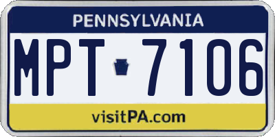 PA license plate MPT7106