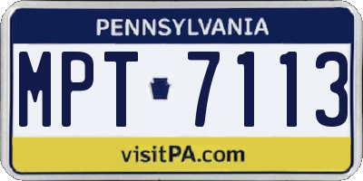 PA license plate MPT7113