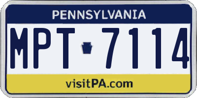 PA license plate MPT7114