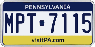 PA license plate MPT7115