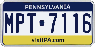 PA license plate MPT7116