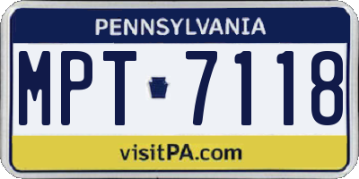 PA license plate MPT7118