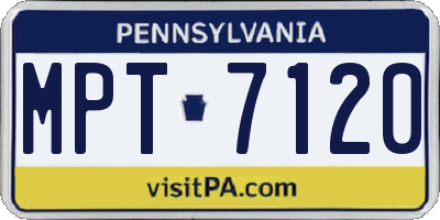 PA license plate MPT7120
