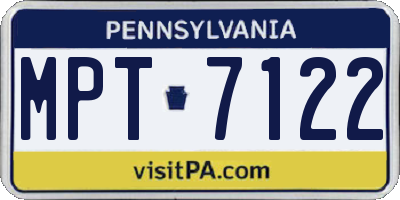 PA license plate MPT7122