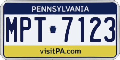 PA license plate MPT7123