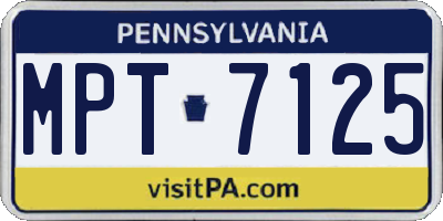 PA license plate MPT7125