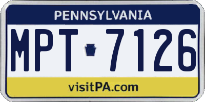 PA license plate MPT7126
