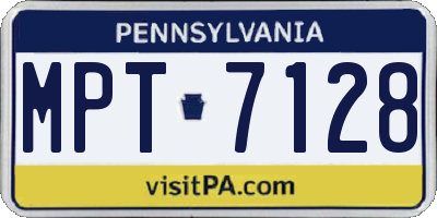PA license plate MPT7128