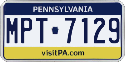 PA license plate MPT7129