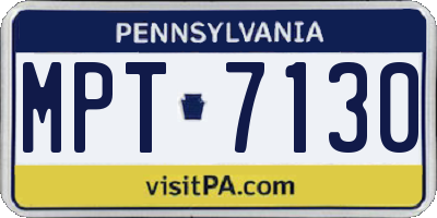 PA license plate MPT7130