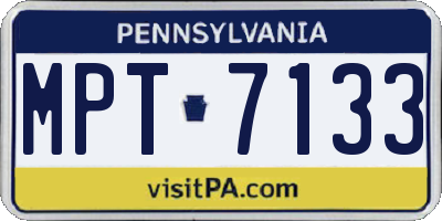 PA license plate MPT7133