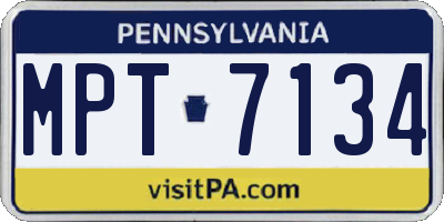 PA license plate MPT7134