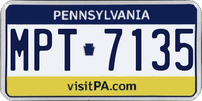 PA license plate MPT7135