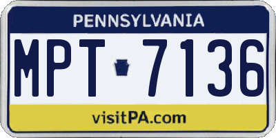 PA license plate MPT7136